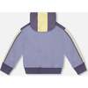 French Terry Hooded Cardigan, Blue And Lime - Sweatshirts - 3