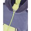 French Terry Hooded Cardigan, Blue And Lime - Sweatshirts - 4