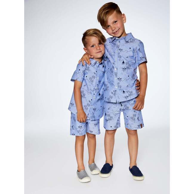 Chambray Short, Blue Printed Beach - Shorts - 3