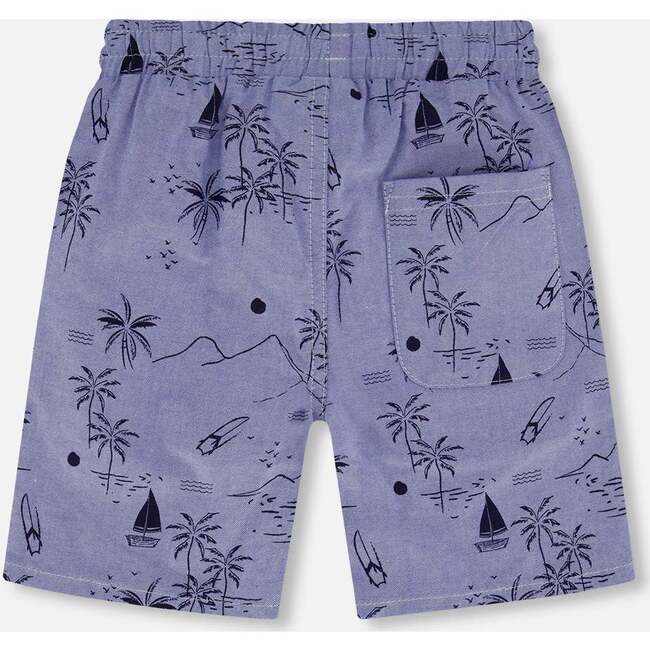 Chambray Short, Blue Printed Beach - Shorts - 4