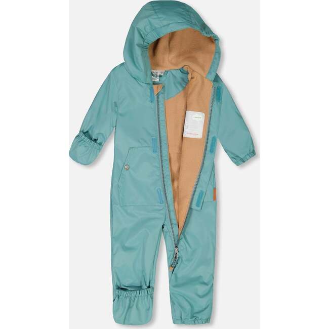 Baby Mid-Season One Piece With Hat, Blue Teal - Raincoats - 3