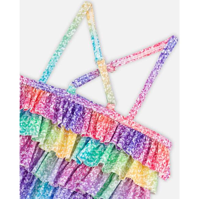 Two Piece Swimsuit, Gradient Rainbow Print - Two Pieces - 3