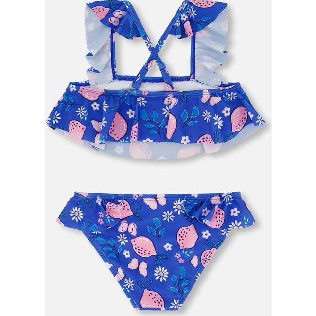 Two Piece Swimsuit, Royal Blue Printed Pink Lemon - Two Pieces - 3