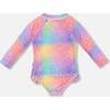 Long Sleeve One Piece Rashguard, Gradient Rainbow Print - One Pieces - 3