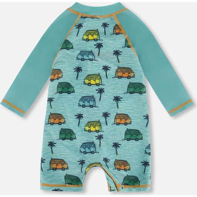 Long Sleeve One Piece Rashguard, Printed Beach Caravan - One Pieces - 3