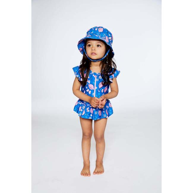 One Piece Swimsuit, Royal Blue Printed Pink Lemon - One Pieces - 2
