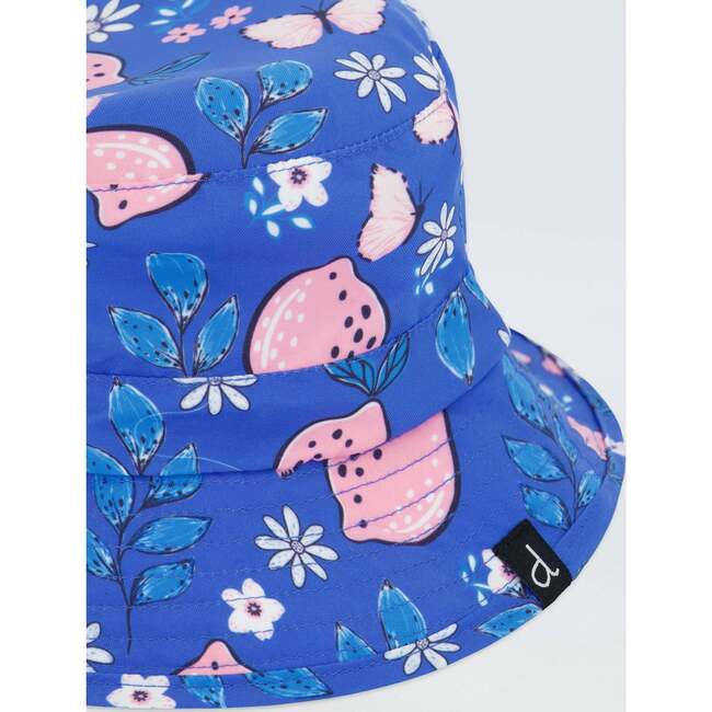 Beach Hat, Royal Blue Printed Pink Lemon - Hats - 4