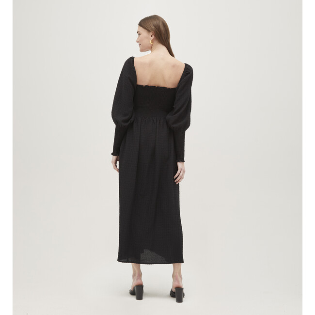 Women's Grace Maxi Nap Dress, Black Textured Check - Dresses - 3