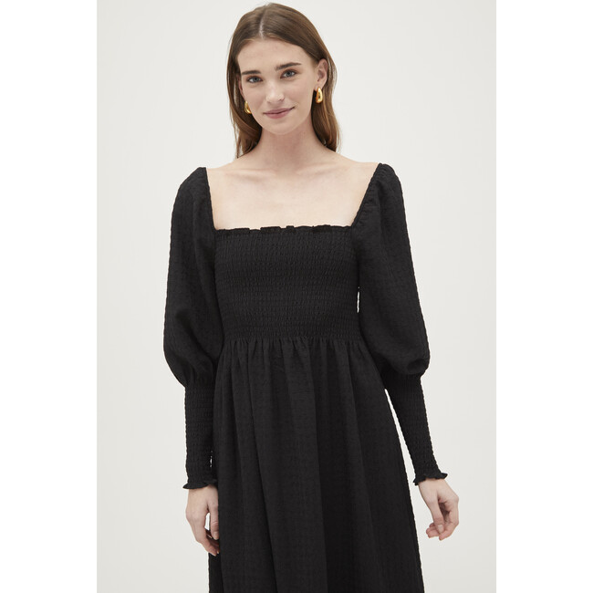 Women's Grace Maxi Nap Dress, Black Textured Check - Dresses - 4