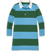 Long Sleeve Rugby Dress, Evergreen Cornflower Stripe - Dresses - 1 - thumbnail