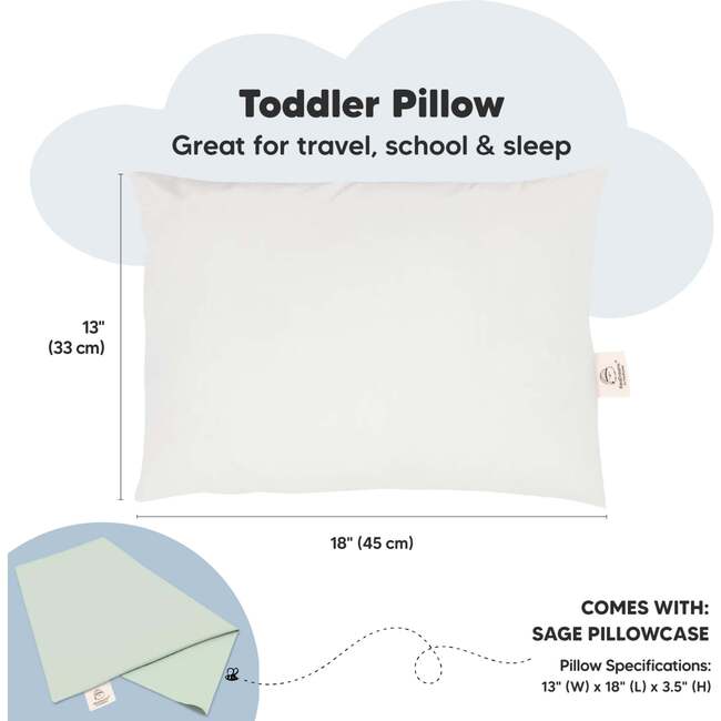 Toddler Sleeping Pillow With Pillowcase 13X18, Sage - Pillows - 3