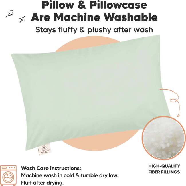 Toddler Sleeping Pillow With Pillowcase 13X18, Sage - Pillows - 4