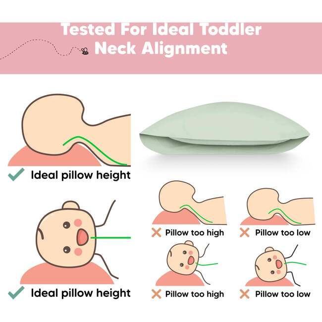 Toddler Sleeping Pillow With Pillowcase 13X18, Sage - Pillows - 6