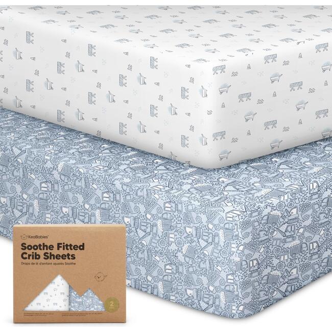 Soothe Fitted Crib Sheet, Excavation (Pack Of 2)