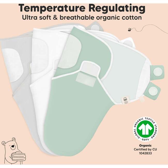 Soothe Baby Swaddle Sacks 3-6 Months, Sage, Large (Pack Of 3) - Sleepbags - 4
