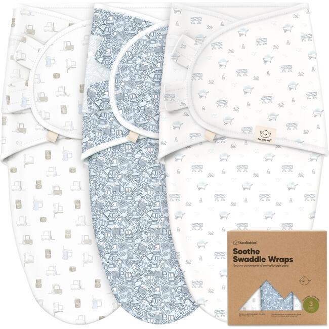 Soothe Baby Swaddle Sacks 0-3 Months, Excavation (Pack Of 3)