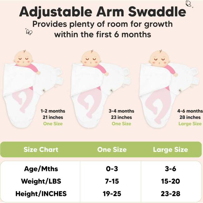 Soothe Baby Swaddle Sacks 3-6 Months, Sage, Large (Pack Of 3) - Sleepbags - 6