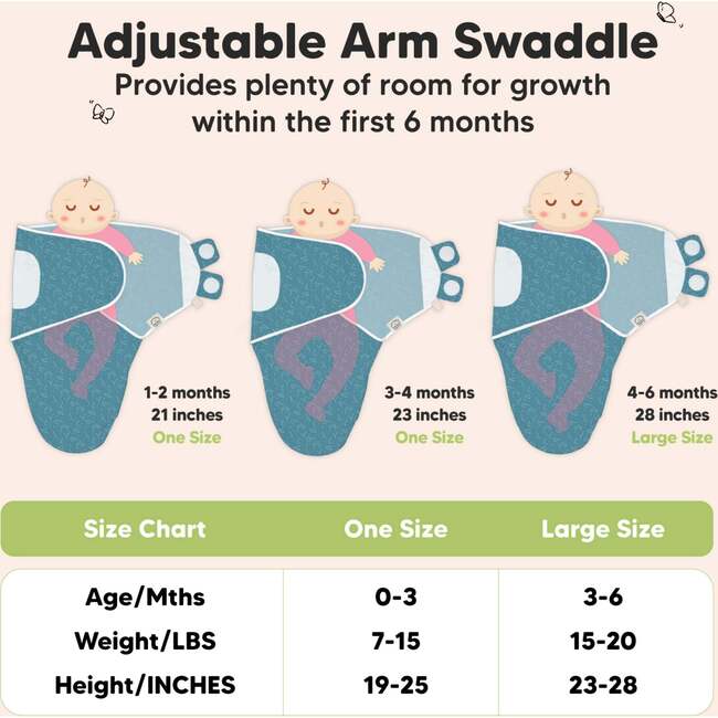 Soothe Baby Swaddle Sacks 0-3 Months, Galaxy (Pack Of 3) - Sleepbags - 6