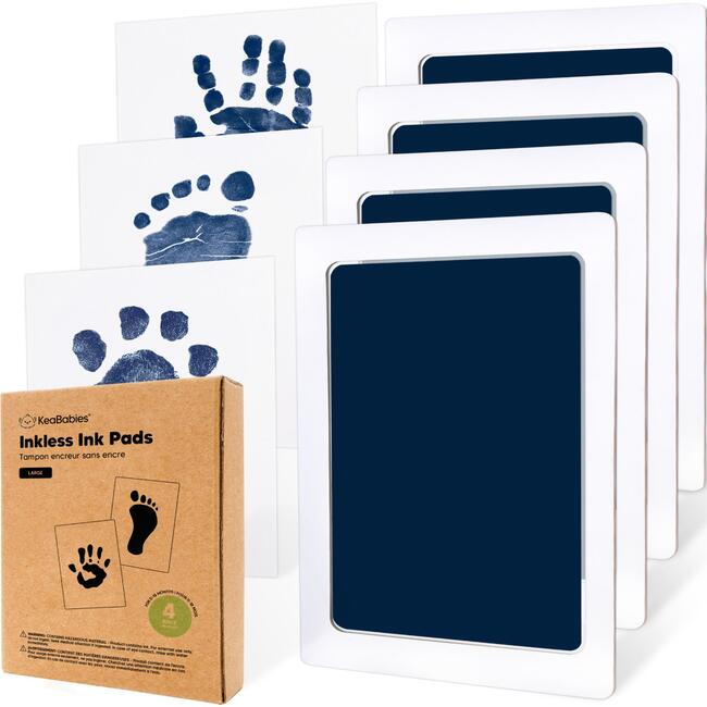Inkless Ink Pads For Baby Footprint & Paw Print Large Kit, Navy (Pack Of 4)