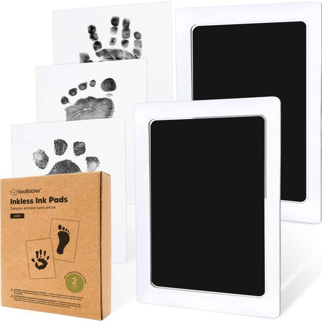 Inkless Ink Pads For Baby Footprint & Paw Print Large Kit, Jet Black (Pack Of 2)