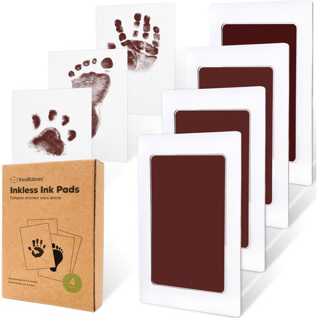 Inkless Ink Pads For Baby Footprint & Paw Print Large Kit, Auburn (Pack Of 4)