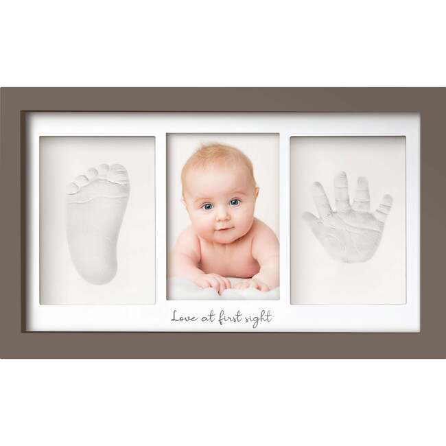 Duo Baby Handprint & Footprint Keepsake Frame, Taupe
