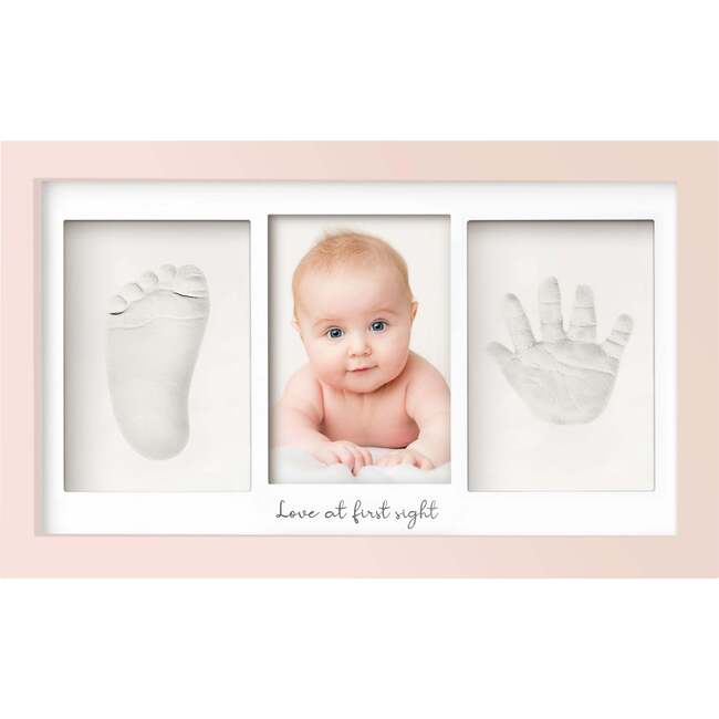 Duo Baby Handprint & Footprint Keepsake Frame, Petal Pink