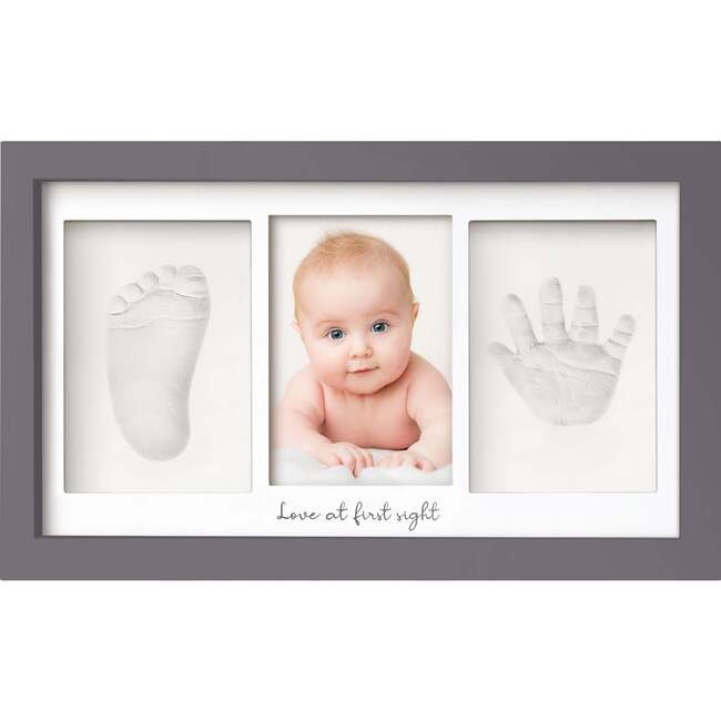 Duo Baby Handprint & Footprint Keepsake Frame, Gunmetal Gray