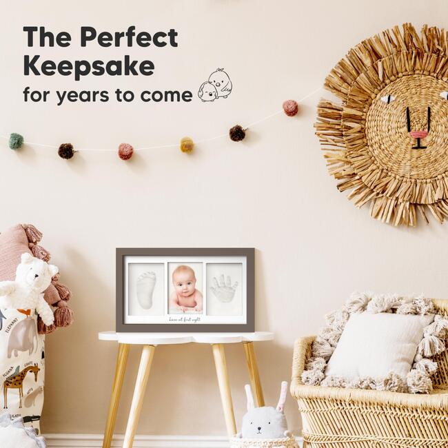 Duo Baby Handprint & Footprint Keepsake Frame, Taupe - Keepsakes & Mementos - 3