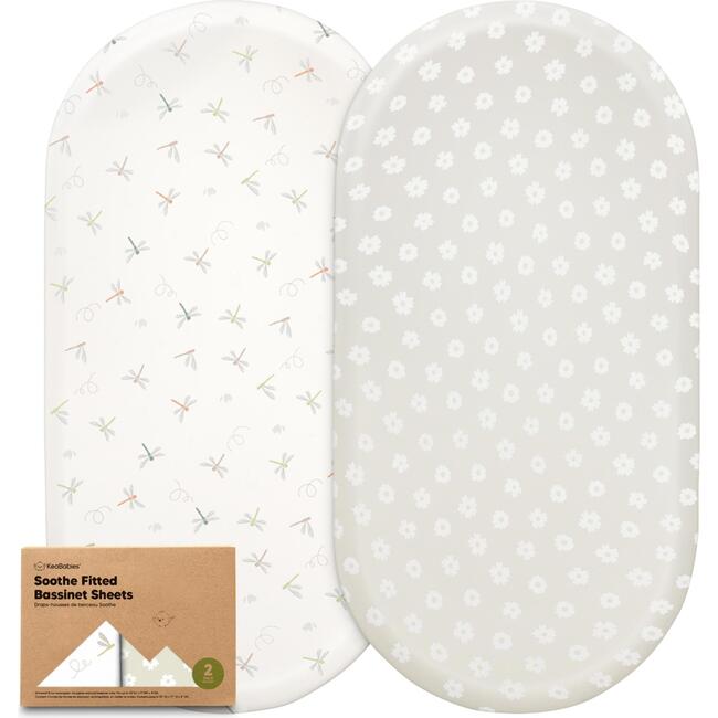 Baby Soothe Fitted Bassinet Sheets, Meadow