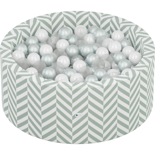 Herringbone Sage Ball Pit + 200 Pit Balls (75 Pearl, 75 White, 50 Clear)