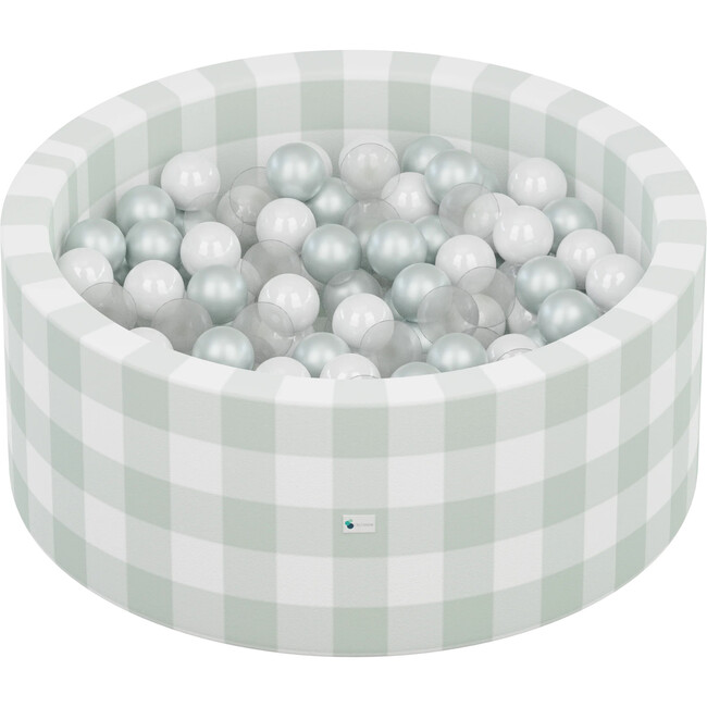 Gingham Sage Ball Pit + 200 Pit Balls (75 Pearl, 75 White, 50 Clear)