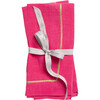 Gold Trim Linen Dinner Napkins, Bright Pink - Tabletop - 1 - thumbnail