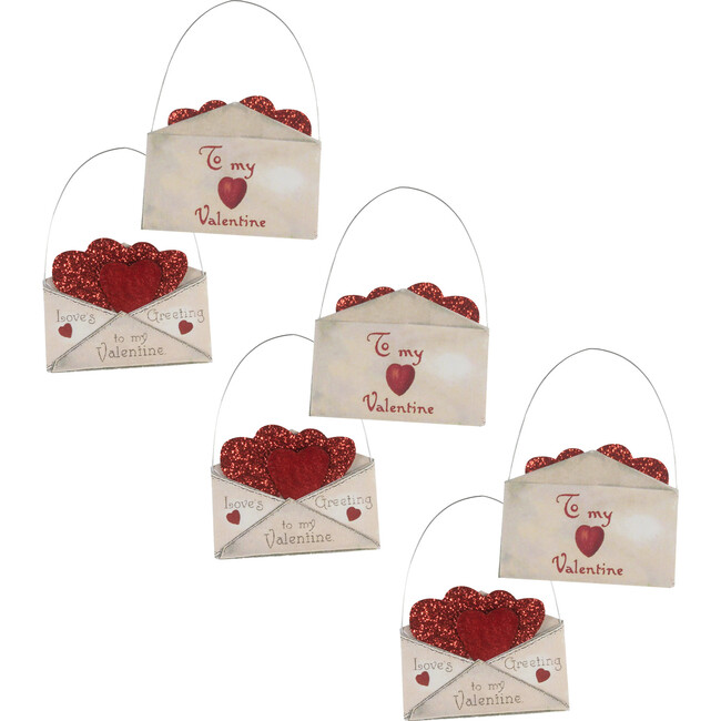 Valentine Envelope Ornaments, Set of 6