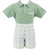 Gardener Boy Polo Set, Green - Mixed Apparel Set - 1 - thumbnail