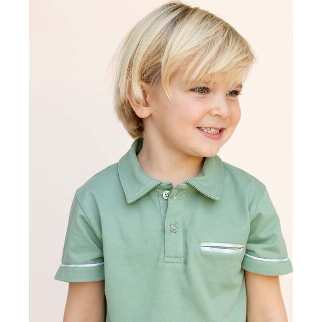 Gardener Boy Polo Set, Green - Mixed Apparel Set - 6