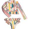 Marina Ruffle Rash Guard Set, Rainbow - Two Pieces - 1 - thumbnail