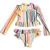 Marina Ruffle Rash Guard Set, Rainbow - Two Pieces - 2