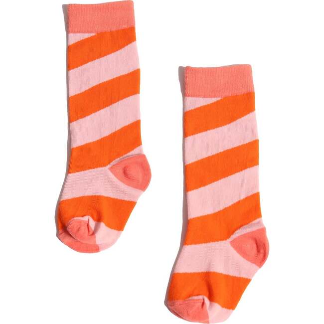 Diagonal Color Block Socks, Shrimp Mix