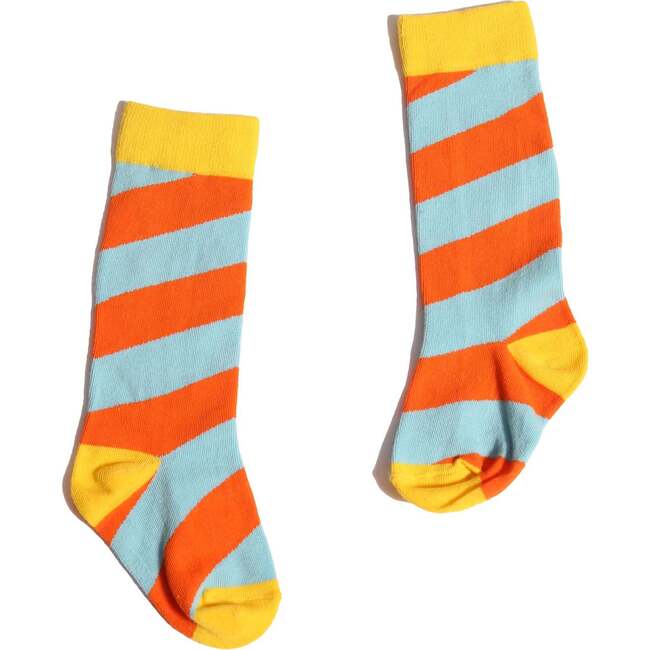 Diagonal Color Block Socks, Bay Mix