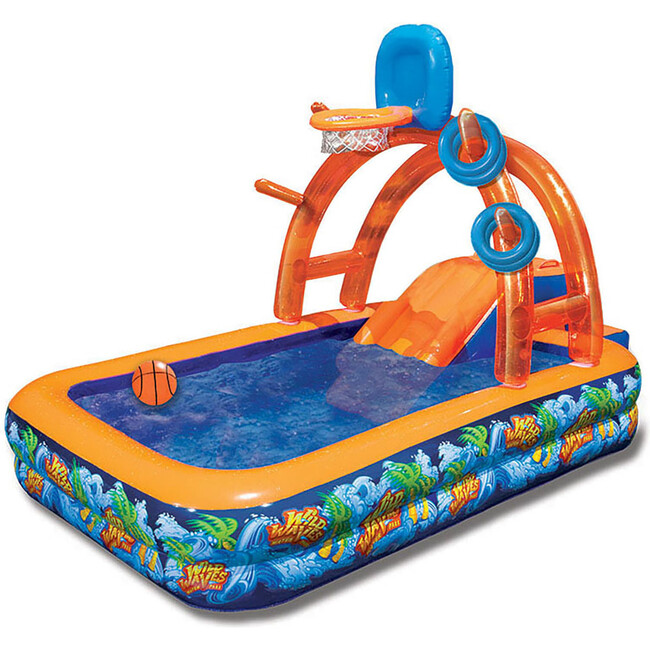Wild Waves Water Park w/ Sprinkling Arch, Basketball hoop, & Ring Toss Game