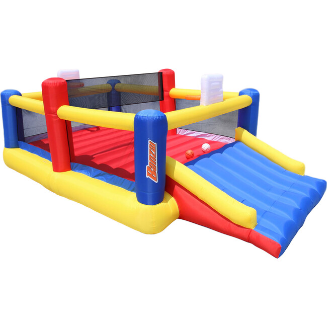 Sports Zone Bounce Arena: Inflatable Bouncer - Basketball and Volleyball, Motor Air Blower