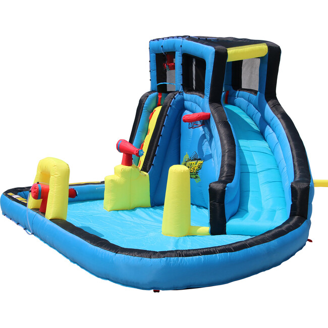 Battle Blast Inflatable Water Park Play Center - Water Slide, Climbing Wall & Oversized Splash Pool