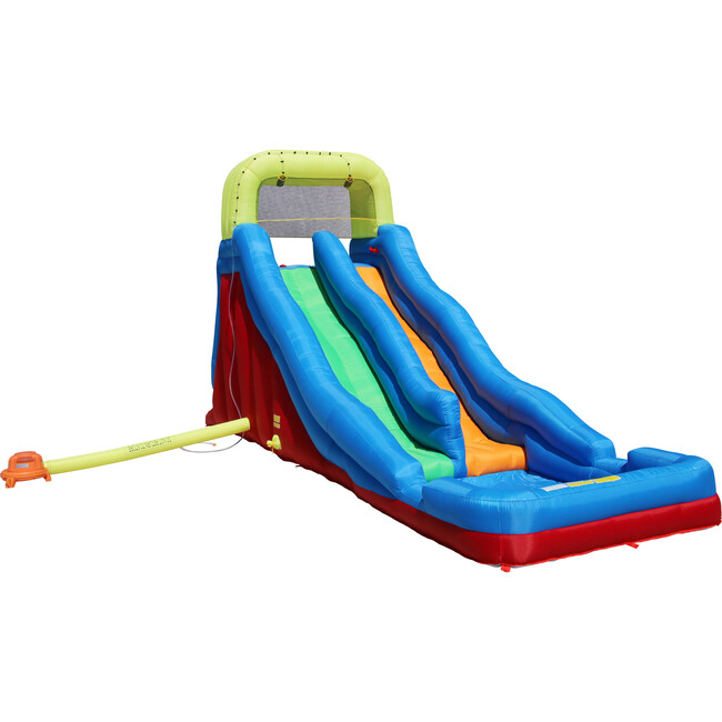 Double Drop Raceway Inflatable Water Racing Slide w/ Two Steep Drops & Climbing Wall - Lawn Water Slides - 3