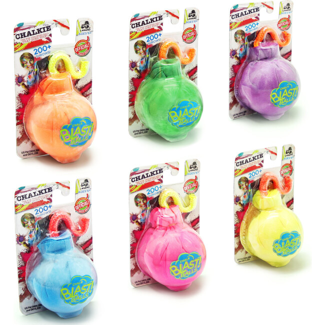 Chalkie Chalk Blast Balls - 6 Pack of Colorful Assorted Balls for Explosive Color Fun, 200+ Throws Per Chalk Bomb