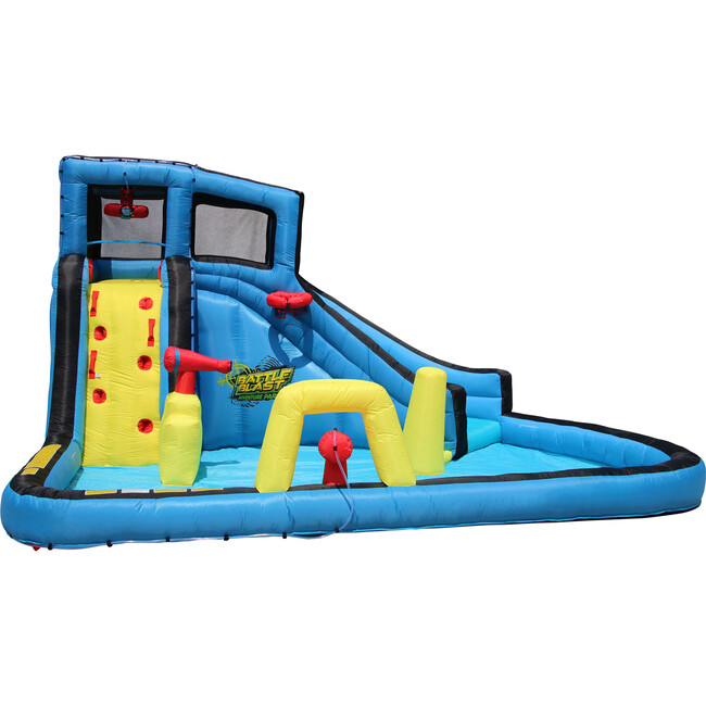Battle Blast Inflatable Water Park Play Center - Water Slide, Climbing Wall & Oversized Splash Pool - Lawn Water Slides - 5
