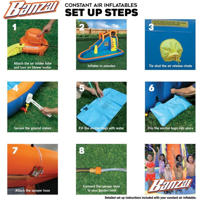 Battle Blast Inflatable Water Park Play Center - Water Slide, Climbing Wall & Oversized Splash Pool - Lawn Water Slides - 7