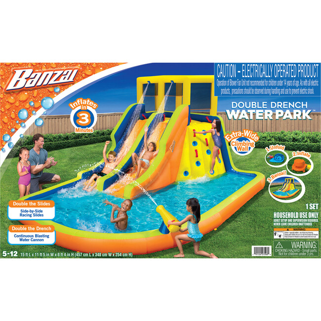 Double Drench Inflatable Water Park, Outdoor Splash Toy - Lawn Water Slides - 10