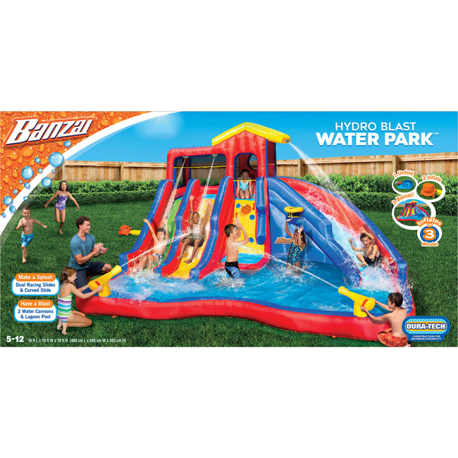 Hydro Blast Kids Inflatable Backyard Waterpark Pool Play Center - Lawn Water Slides - 12