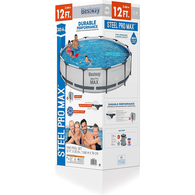 12-Foot by 30-inch Steel Pro Round Frame Swimming Pool Set - Pool - 5